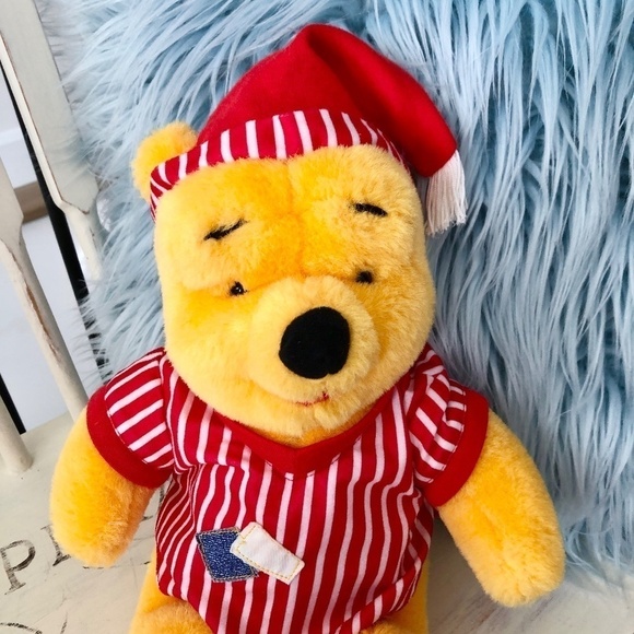 Disney, Winnie the Pooh, Vintage 1998, Stuffed Pooh Bear Wearing Pyjamas, Plush - Picture 5 of 14